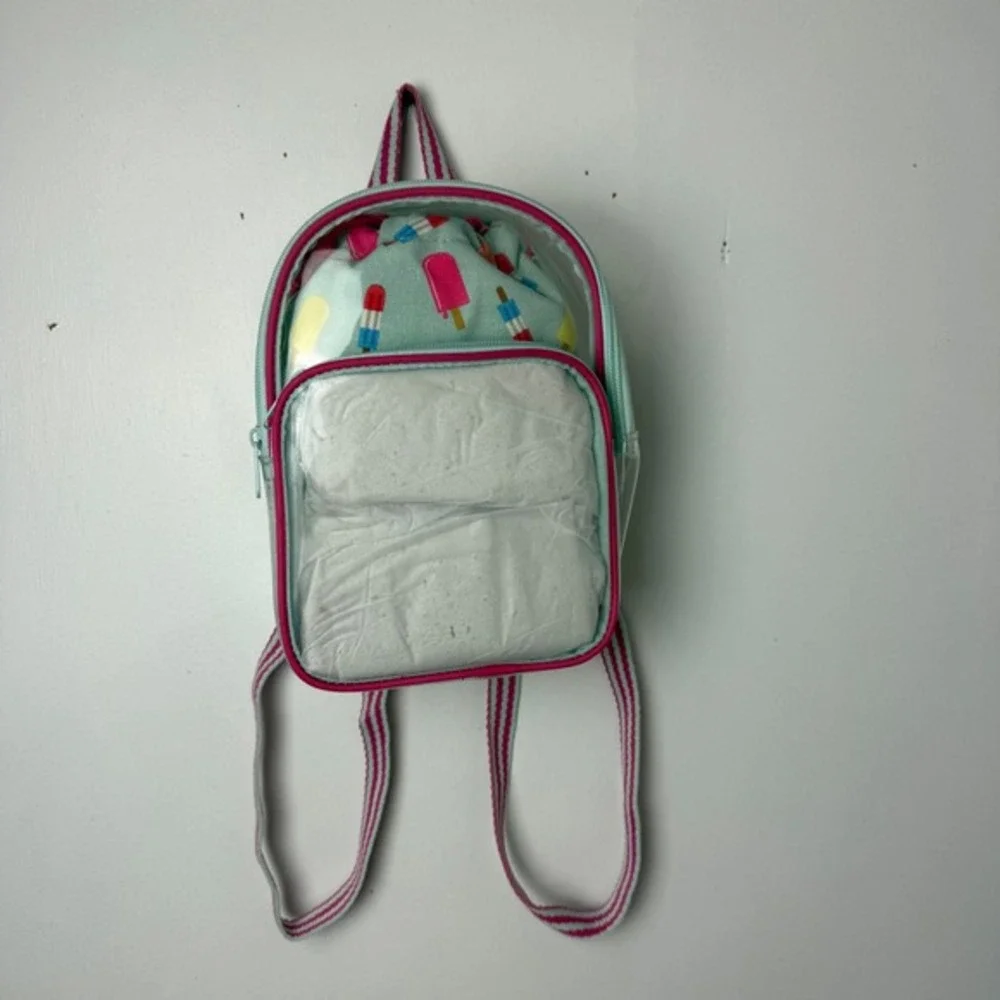 Sun Squad Mini Backpack Ice Cream Print Clear Pocket Kids‎ Travel Bag